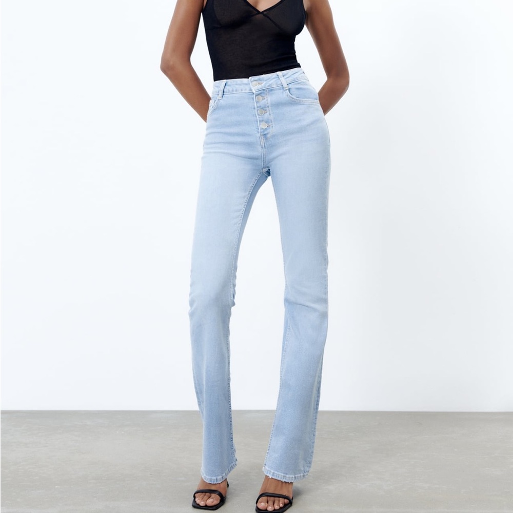 Zara High Rise Boot Cut Stretch Jeans